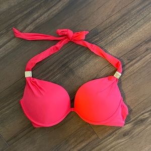 Victoria’s Secret push up bikini top in coral neon